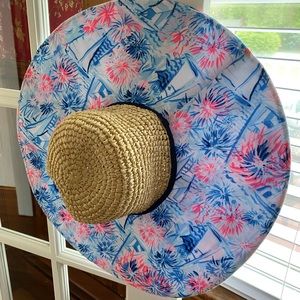 Lilly Pulitzer Sea to Shining Sea floppy straw sun hat new without tags